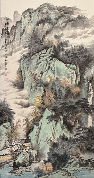 王余根博士经典山水画《山岚水影》