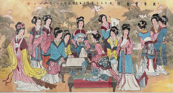 王余根博士经典人物画《丹华曜群姝》